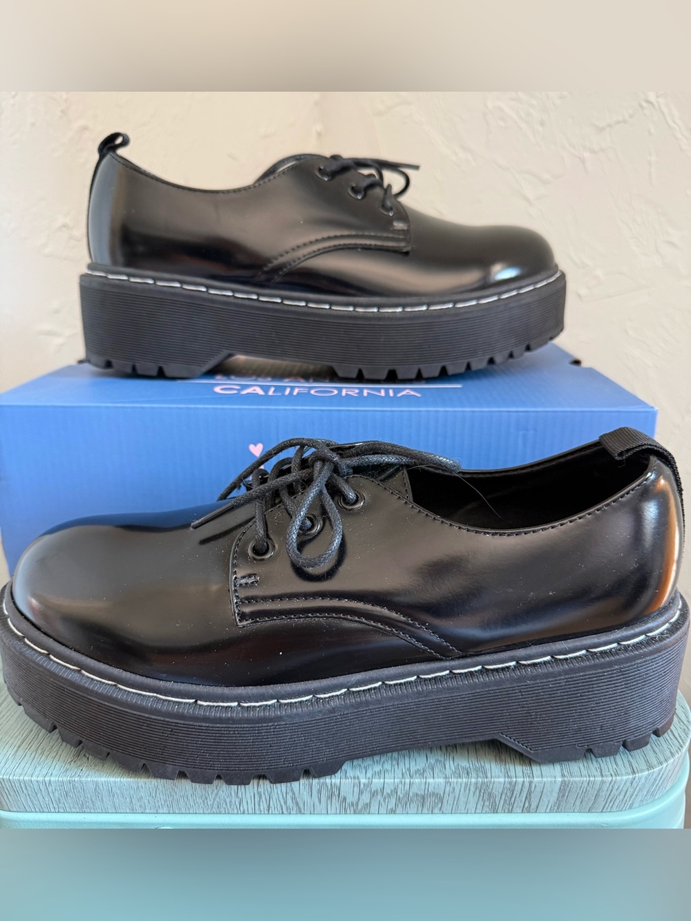 Jellypop Ominous Platform Oxfords Womens Shoes Size 7.5 Black Lace Up Grunge NIB